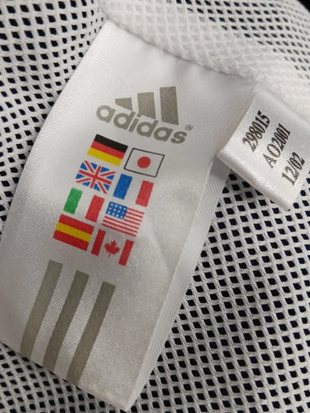 adidas 2003 World Champion Gymnastics Mens Large Jacket Zip Up White & Blue
